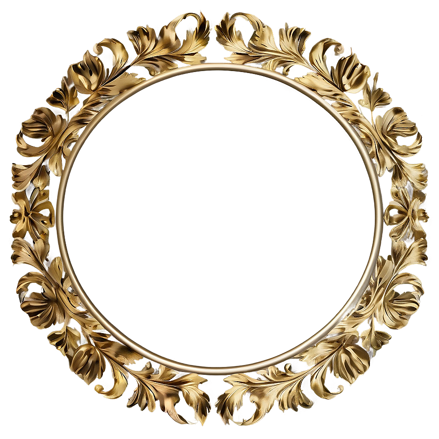 Gold Circle Frame With Leaves Png Utg