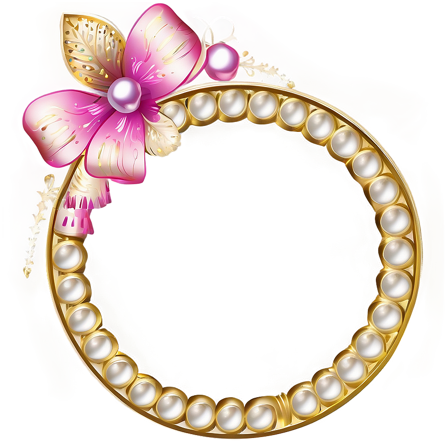 Gold Circle Frame With Pearls Png 06262024