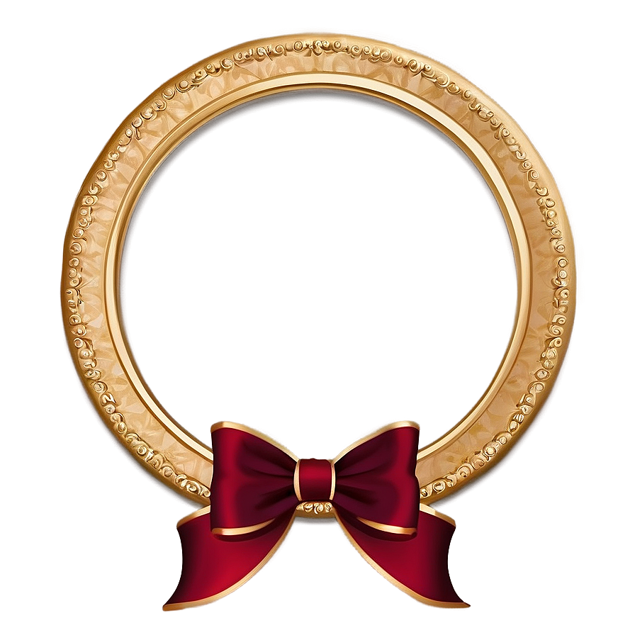 Gold Circle Frame With Ribbon Png Rqu31