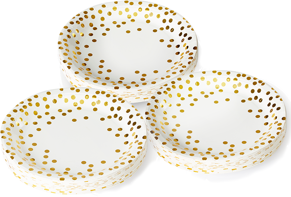 Gold Confetti Paper Plates Party Supplies