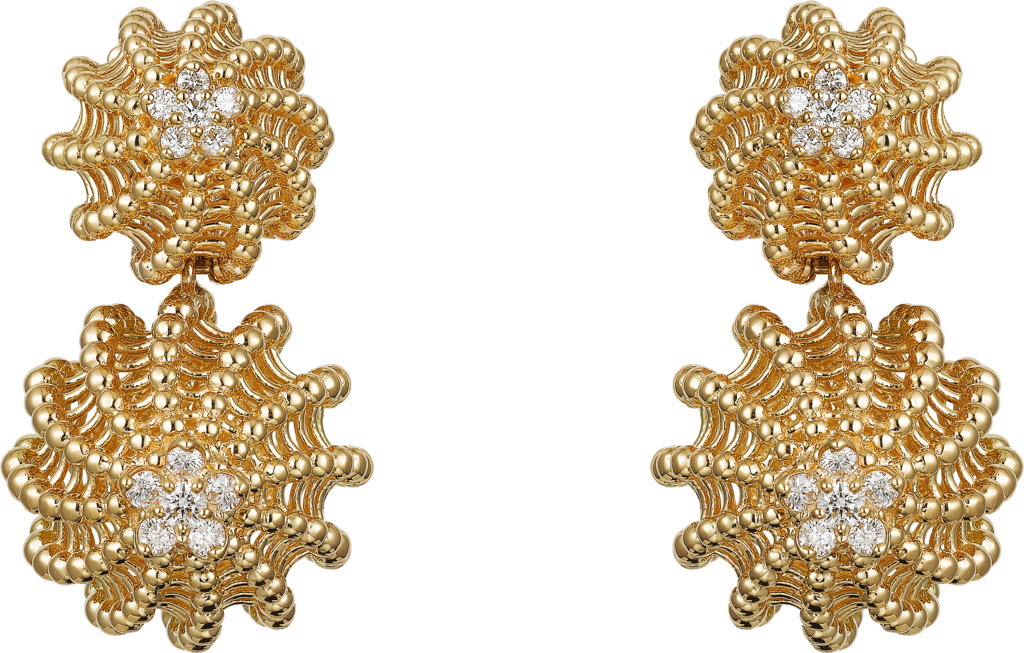 Gold Diamond Floral Earrings Design