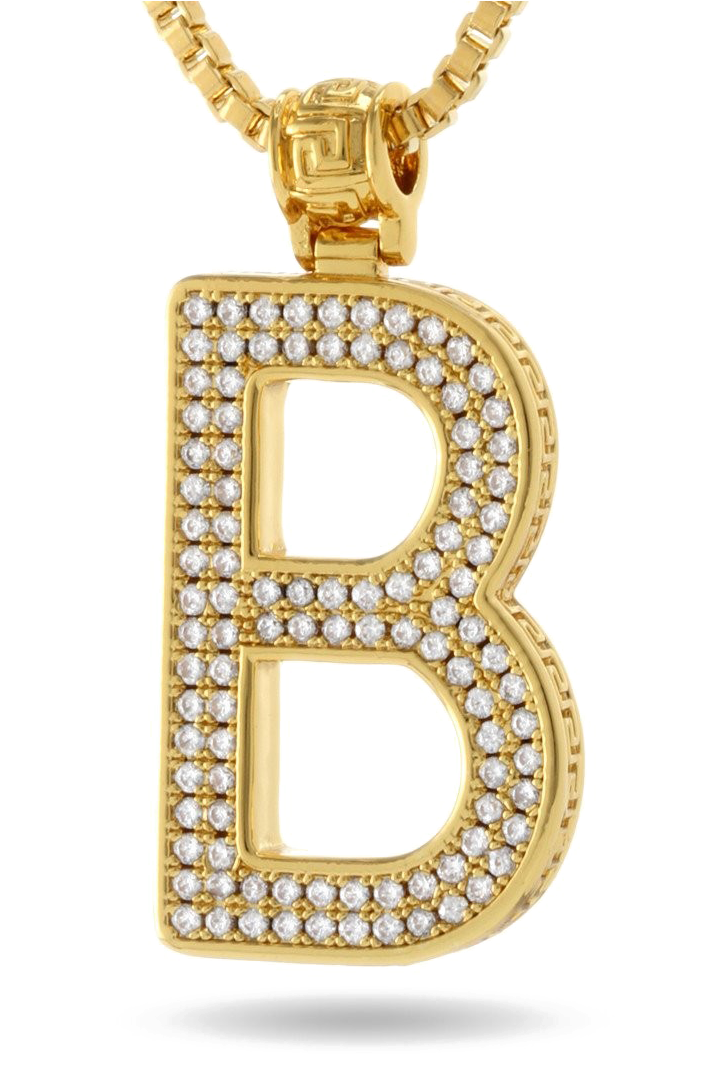 Gold Diamond Letter B Pendant