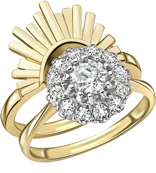 Gold Diamond Sunburst Ring