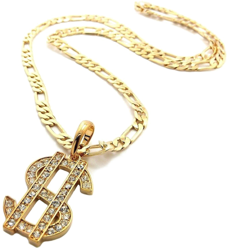 Gold Dollar Sign Pendant Chain