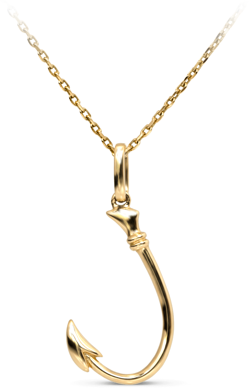 Gold Fishhook Pendant Necklace