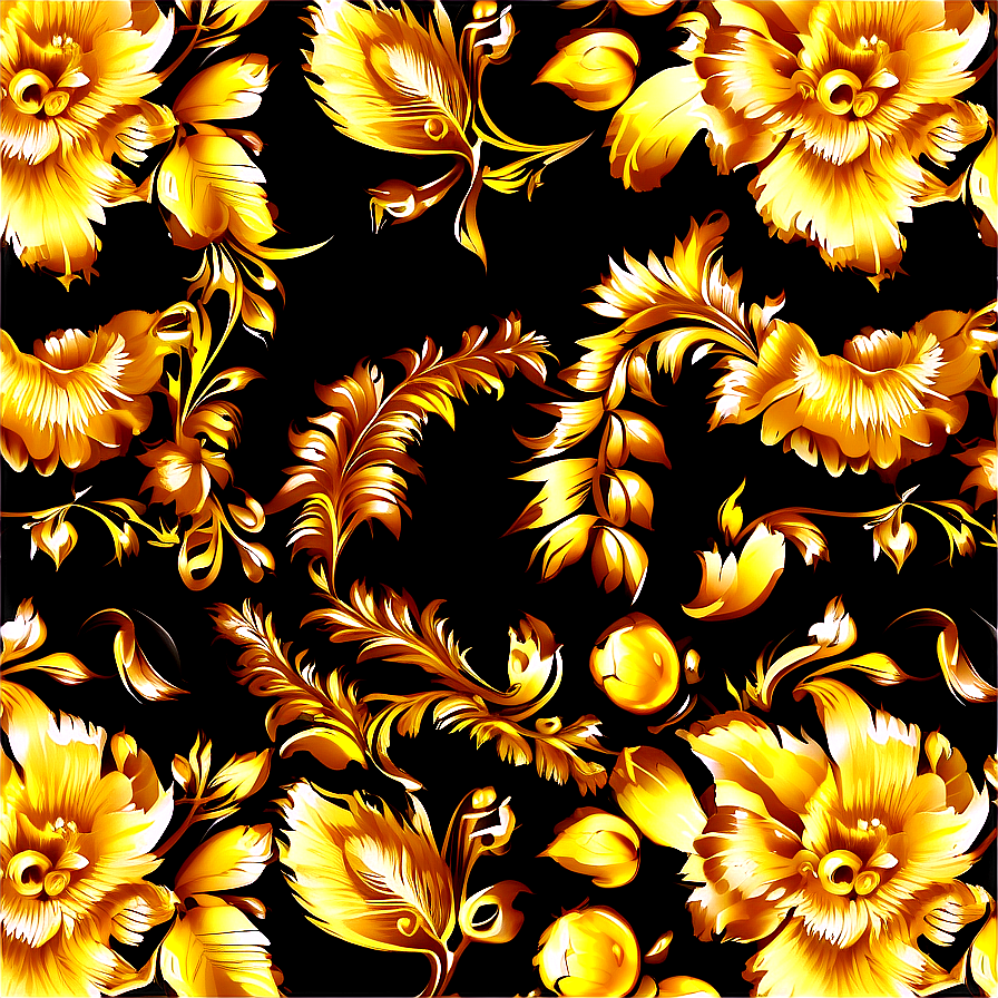 Gold Floral Pattern Png Knd61