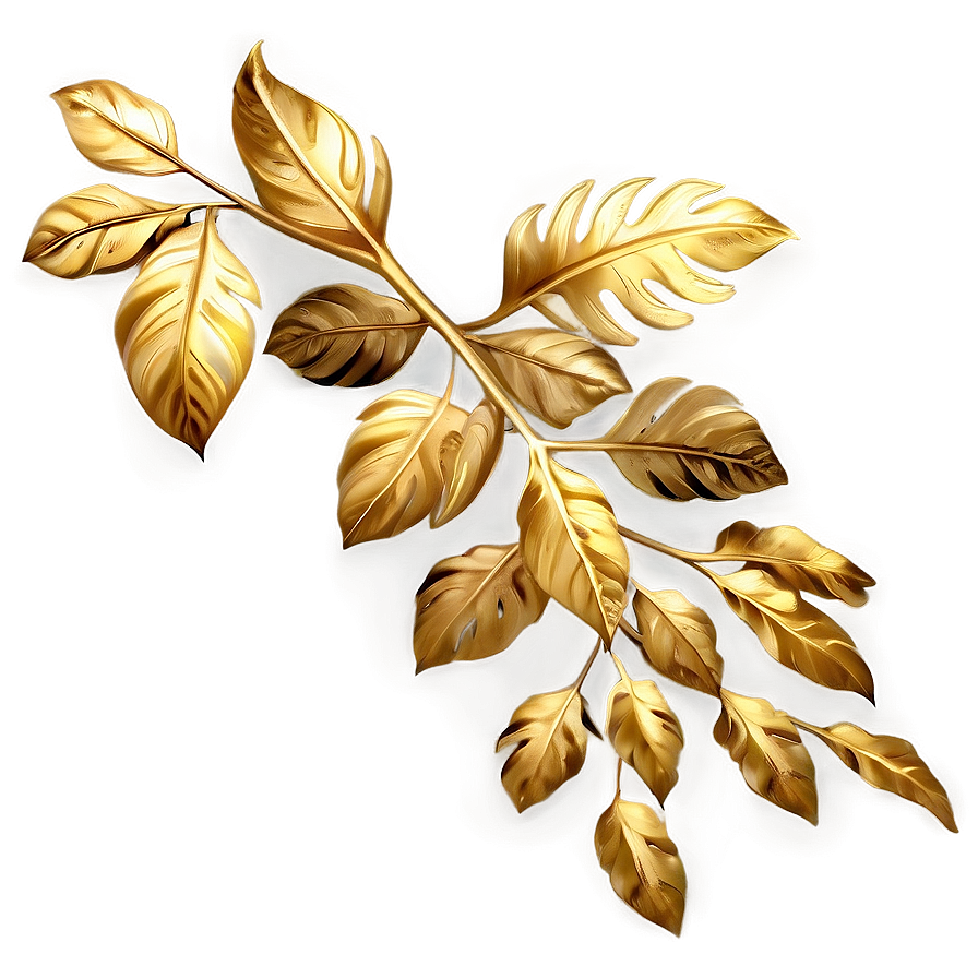 Gold Foliage Illustration Png Gls7