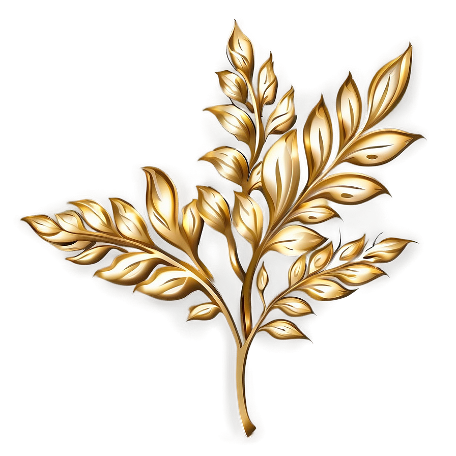 Gold Foliage Illustration Png Yst