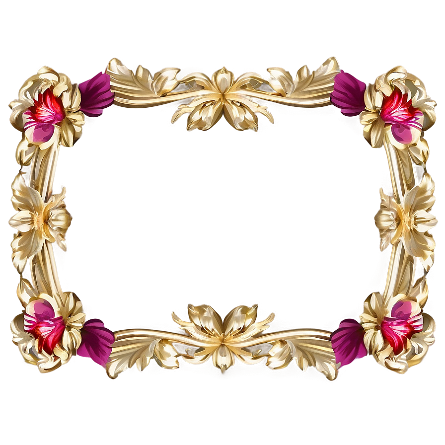 Gold Frame With Flowers Png 82