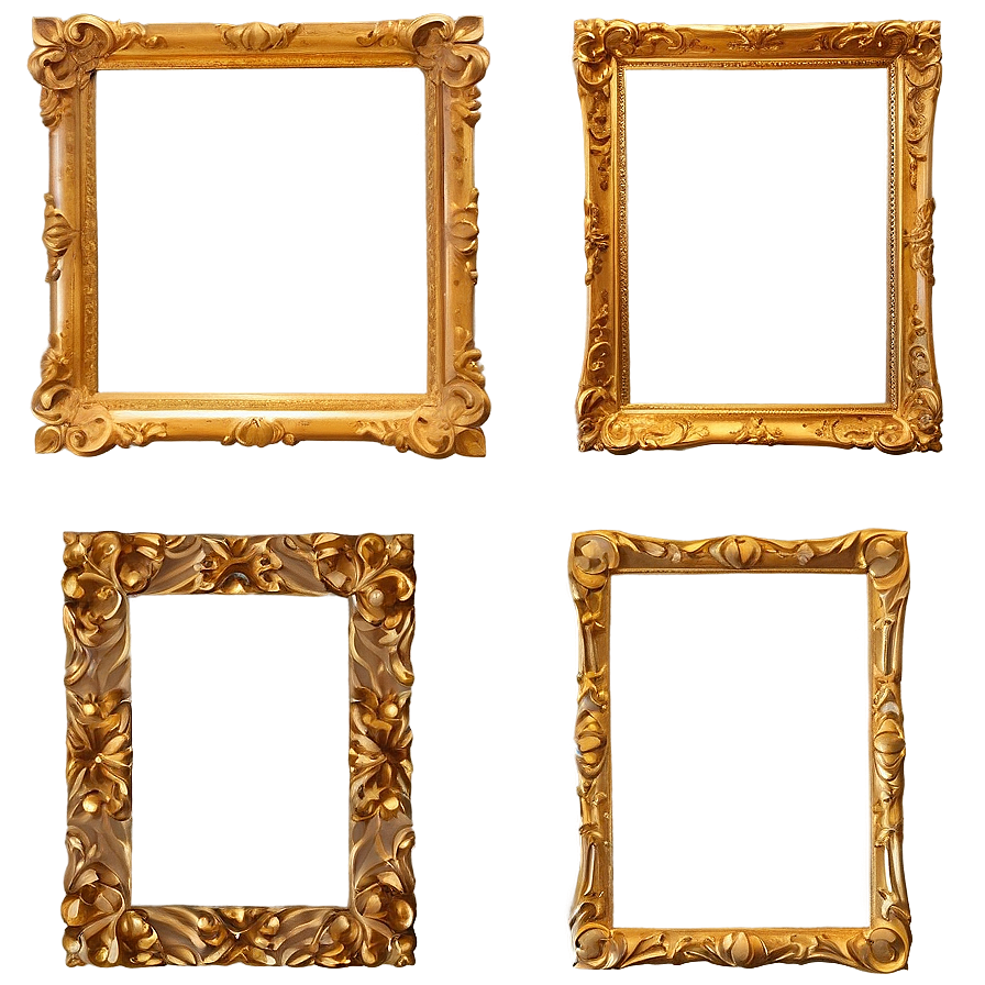 Gold Frame With Glass Png 05042024