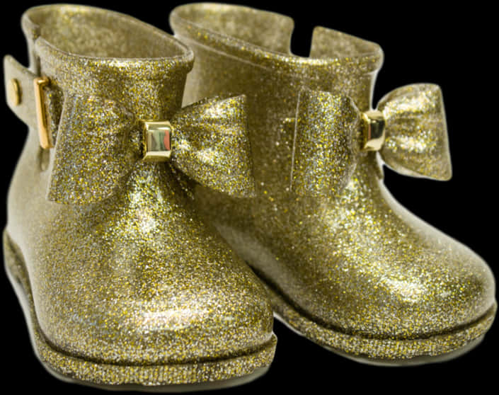 Gold Glitter Bow Boots