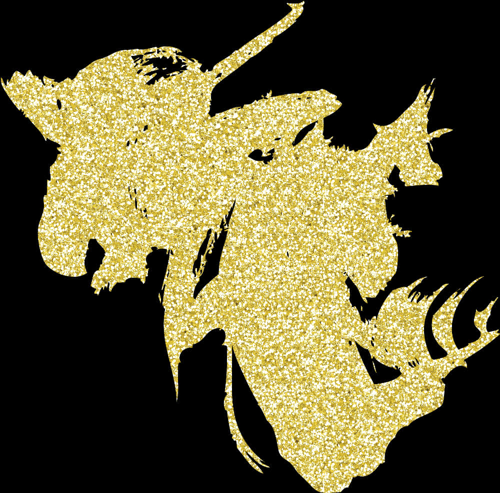 Gold Glitter Bull Silhouette