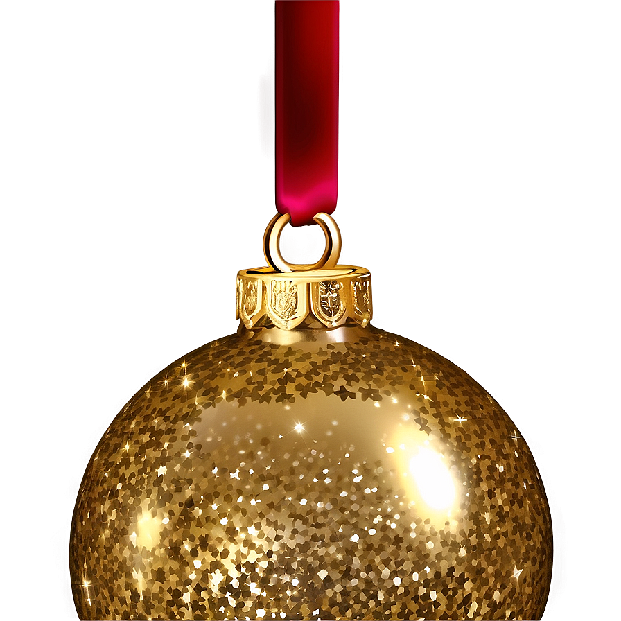 Gold Glitter Christmas Tree Bauble Png 06262024