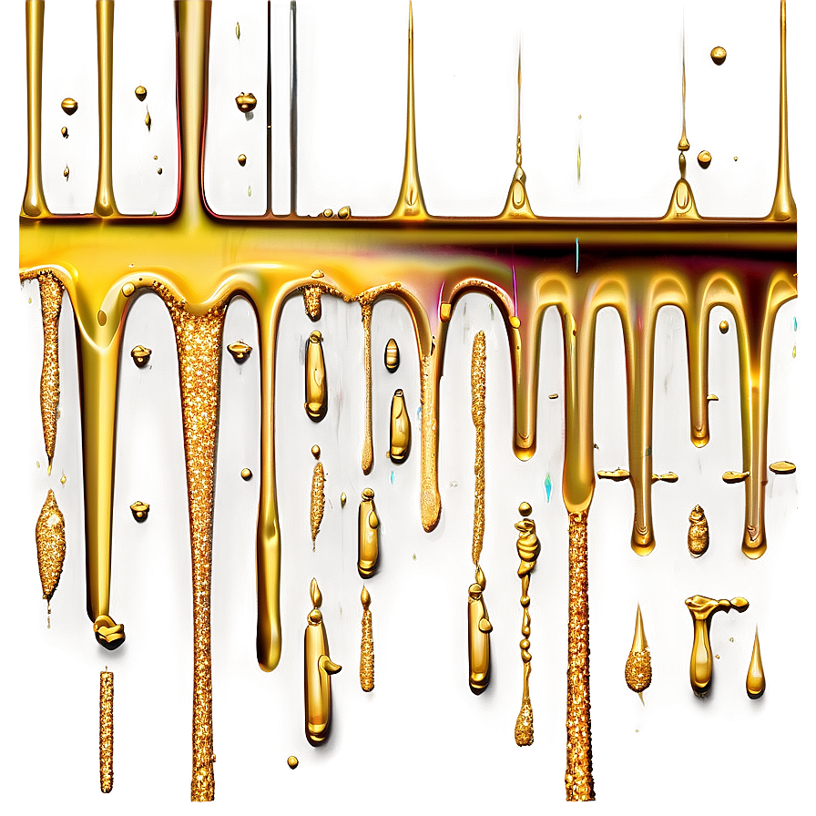 Gold Glitter Drip Art Png 06282024