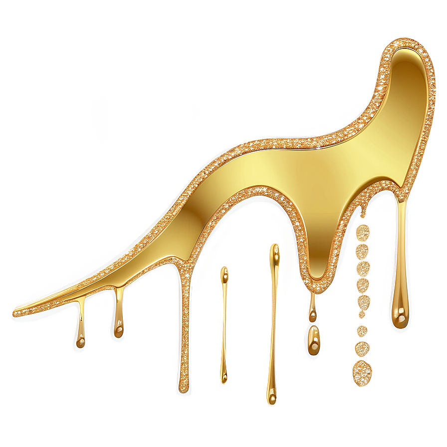 Gold Glitter Drip Art Png 06282024