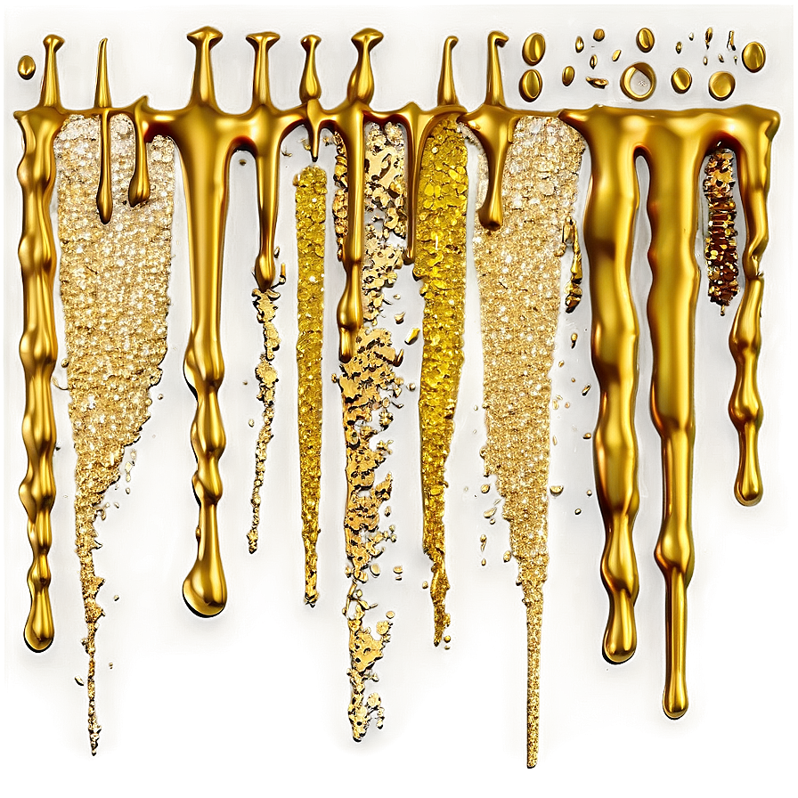 Gold Glitter Drip Graphic Png Knv49