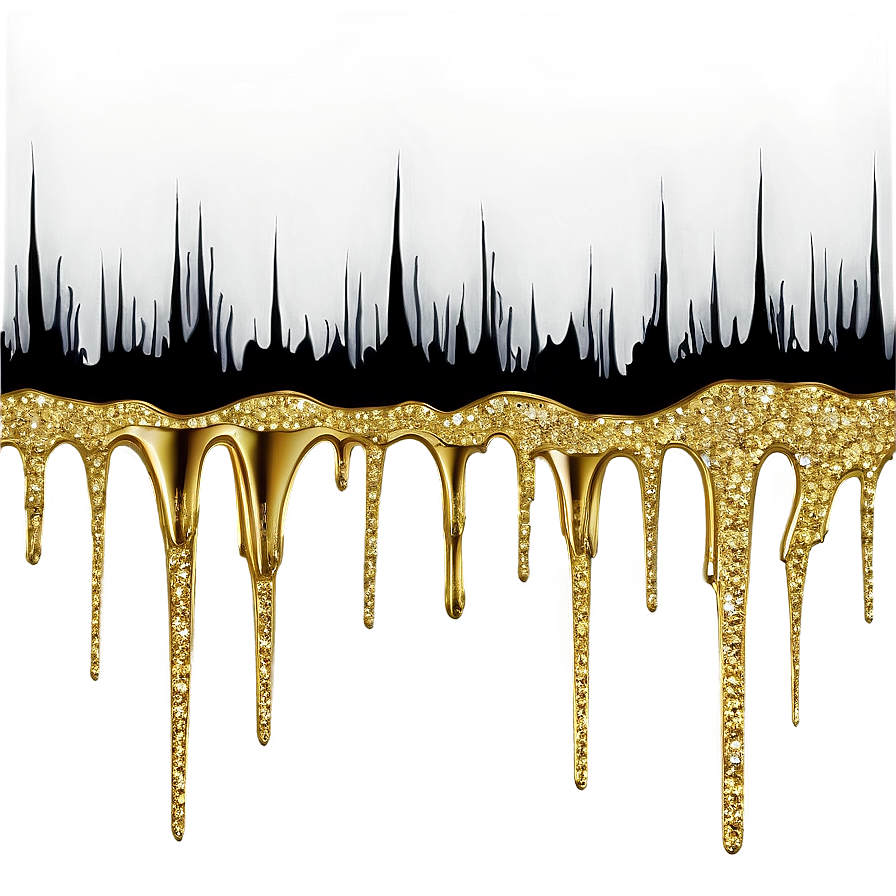 Gold Glitter Drip On Black Png Kmc74