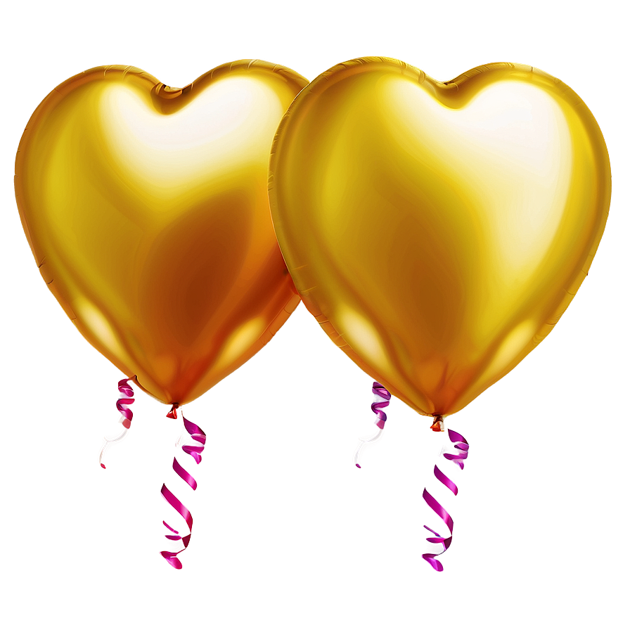 Gold Heart Balloon Png 06212024