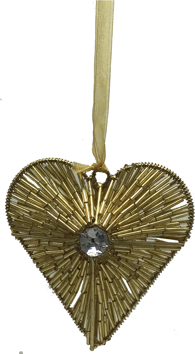 Gold Heart Ornamentwith Crystal Center