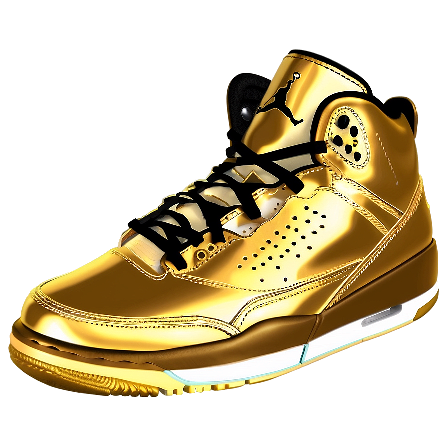 Gold Jordan Sneakers Png 06122024