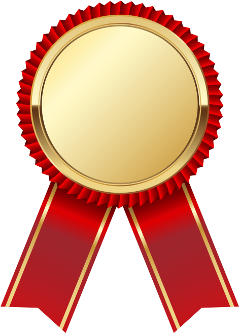 Gold Medalwith Red Ribbon