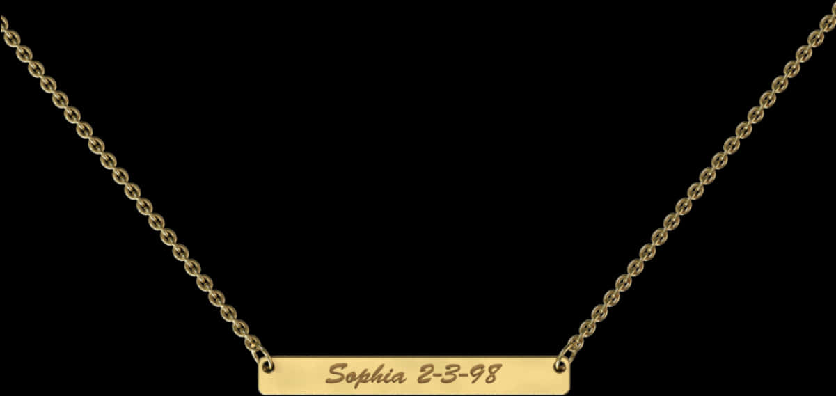 Gold Nameplate Necklace Date Engraving