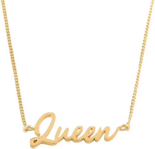 Gold Queen Script Necklace