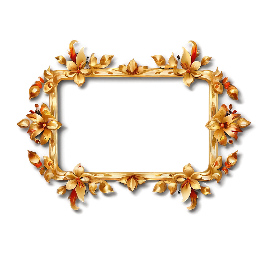 Gold Rectangle With Floral Png Rkp