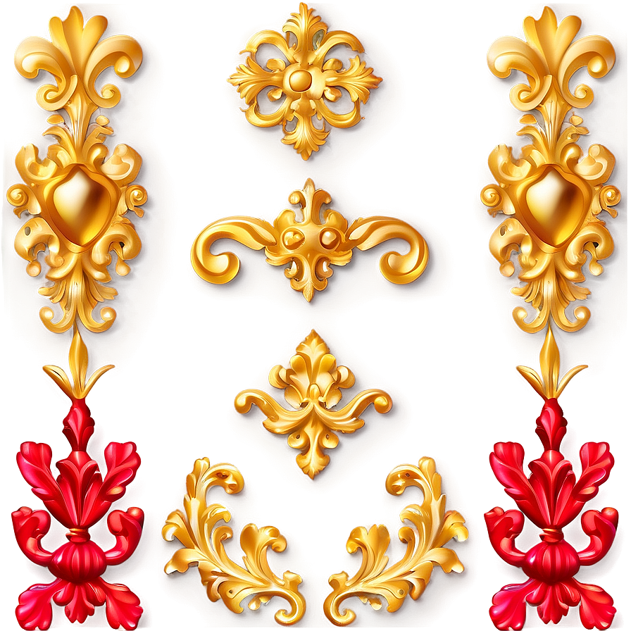 Gold Square With Baroque Details Png 34