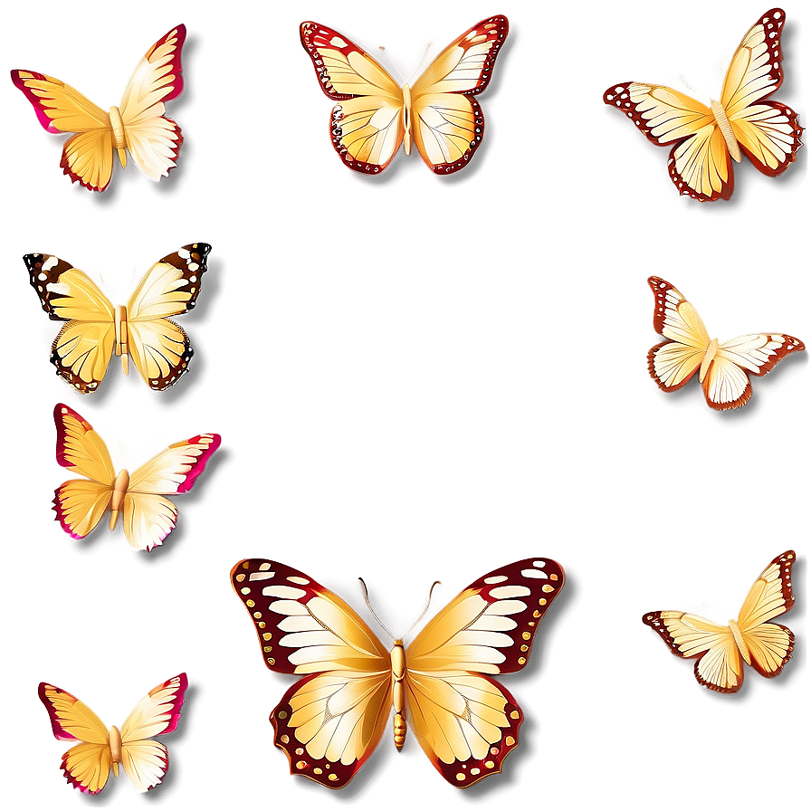 Golden 3d Butterfly Png 15