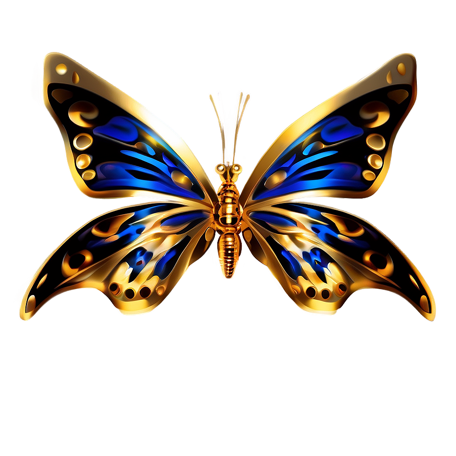 Golden 3d Butterfly Png Uov