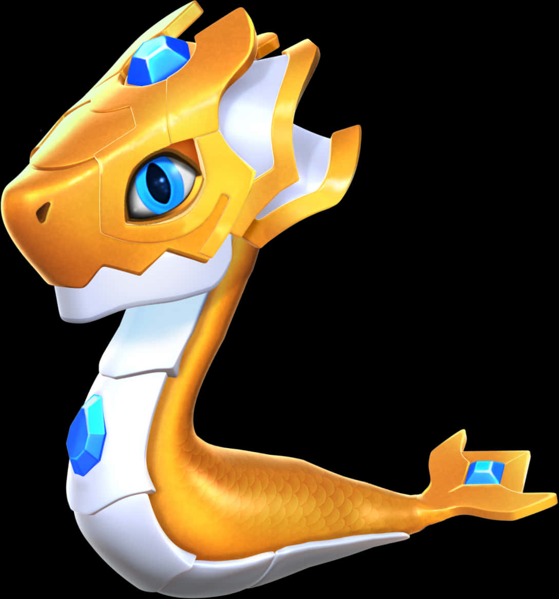 Golden_ Animated_ Dragon_ Head_ Profile