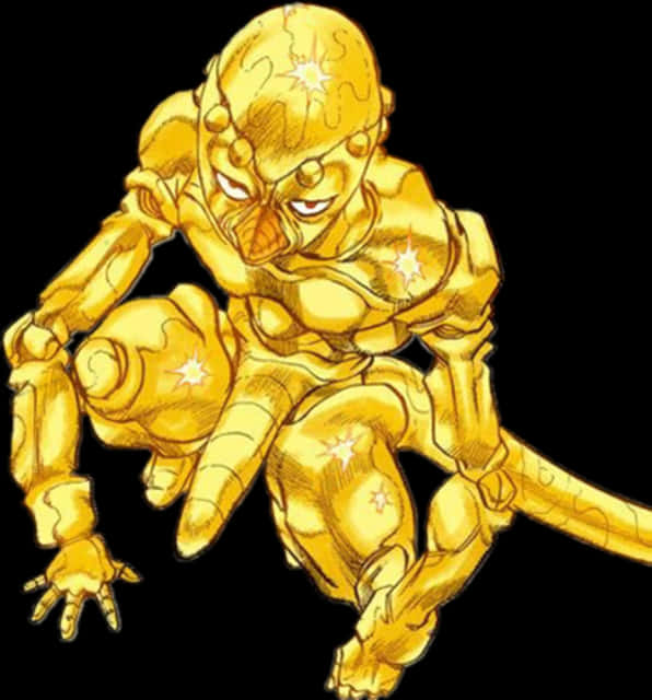 Golden_ Anime_ Superhero_ Crouching