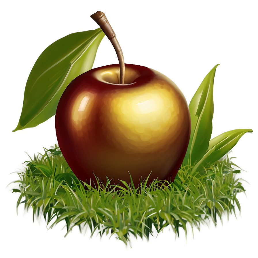 Golden Apple In Grass Png 91