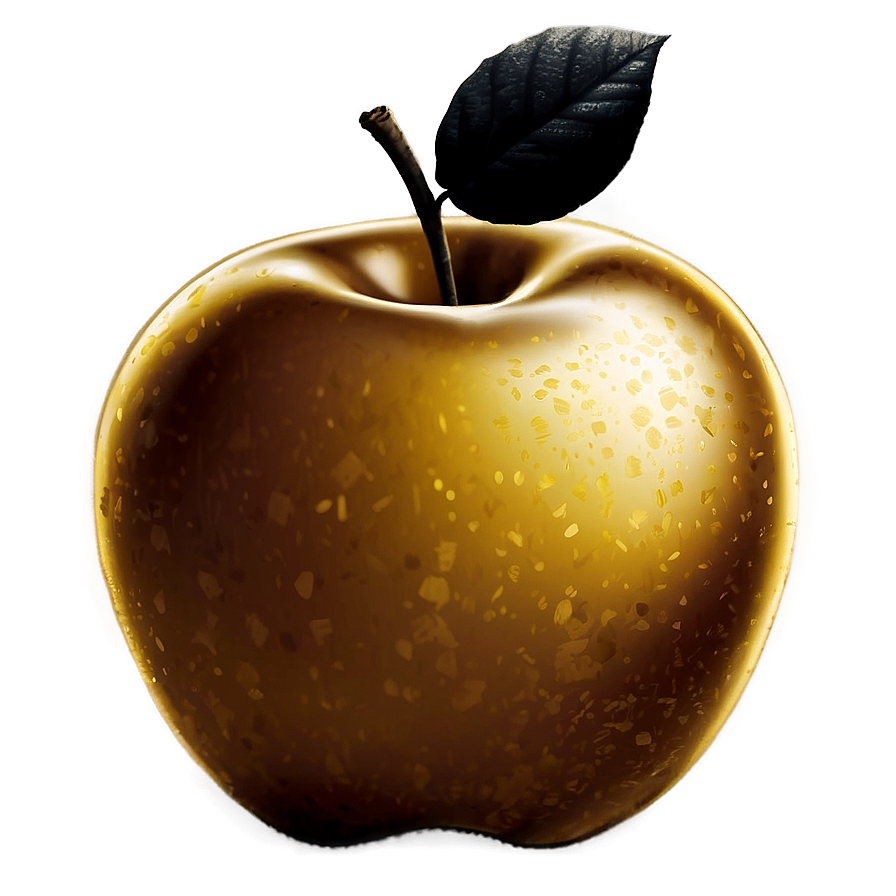 Golden Apple Silhouette Png 06132024