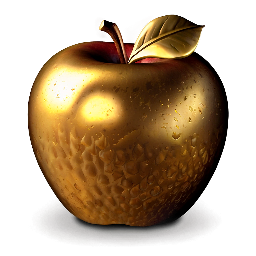 Golden Apple With Shadow Png 62