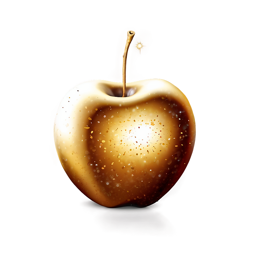 Golden Apple With Sparkles Png 87