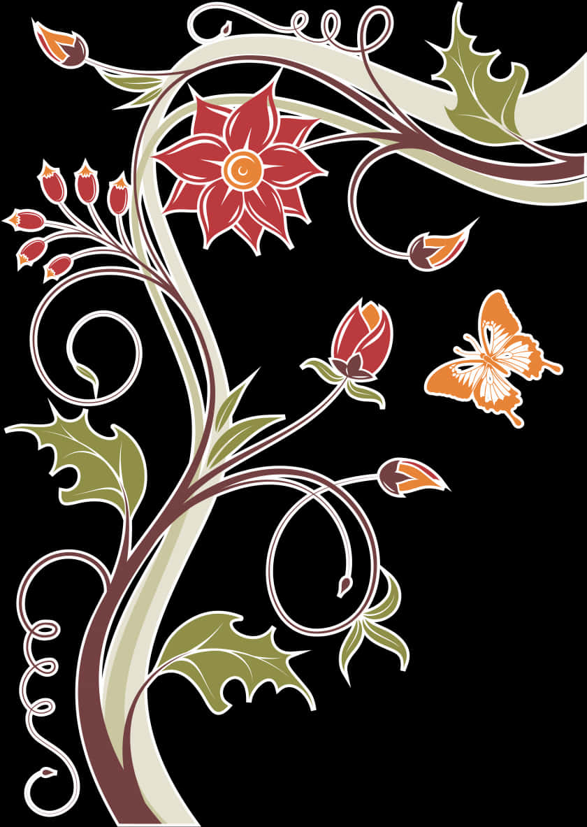 Golden Arabesque Floral Design