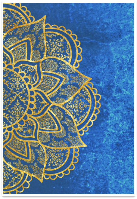 Golden Arabesque Patternon Blue Background