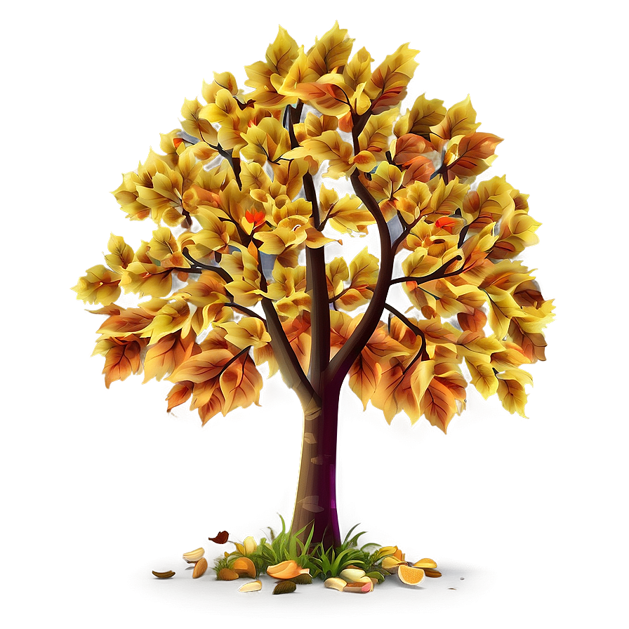 Golden Autumn Tree Png Xke28