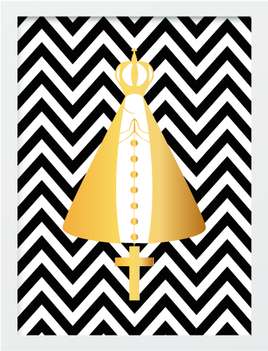 Golden Bell Black Chevron Background