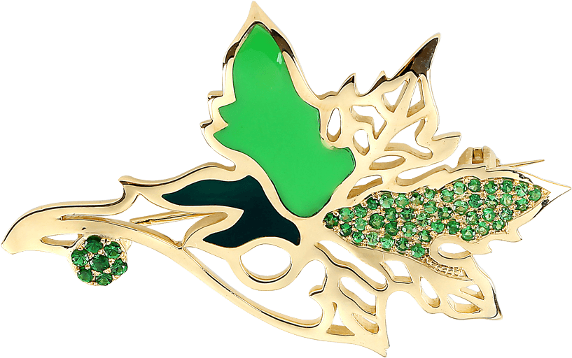 Golden Butterfly Broochwith Green Enamel