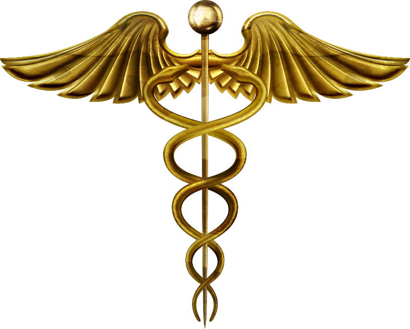 Golden Caduceus Medical Symbol