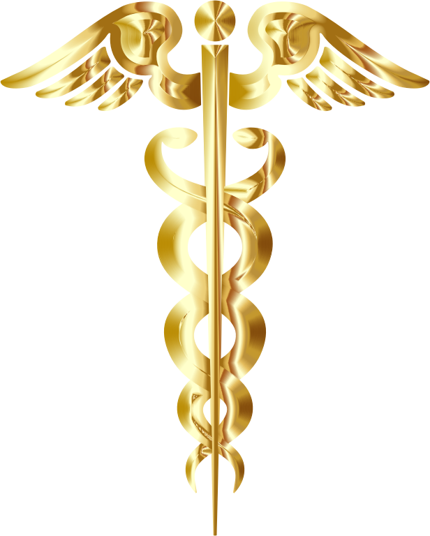 Golden Caduceus Medical Symbol