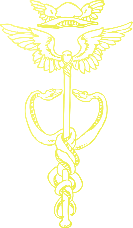 Golden Caduceus Symbol