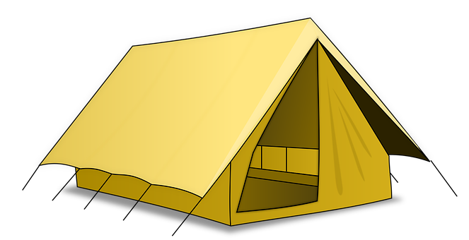 Golden Camping Tent Illustration