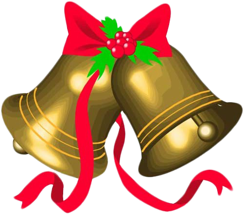 Golden Christmas Bellswith Red Ribbon