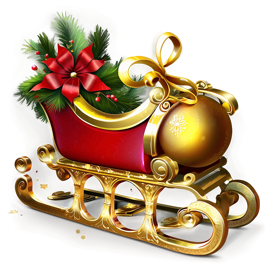 Golden Christmas Sleigh Png 06292024