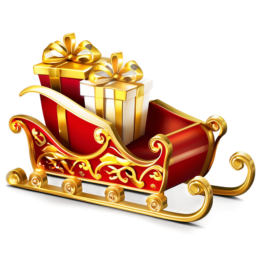 Golden Christmas Sleigh Png Fsh