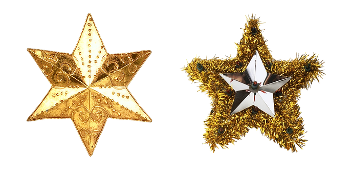 Golden Christmas Star Ornaments